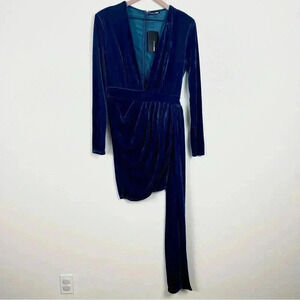 NWT Fashion Nova Teal Velvet Texture Dress